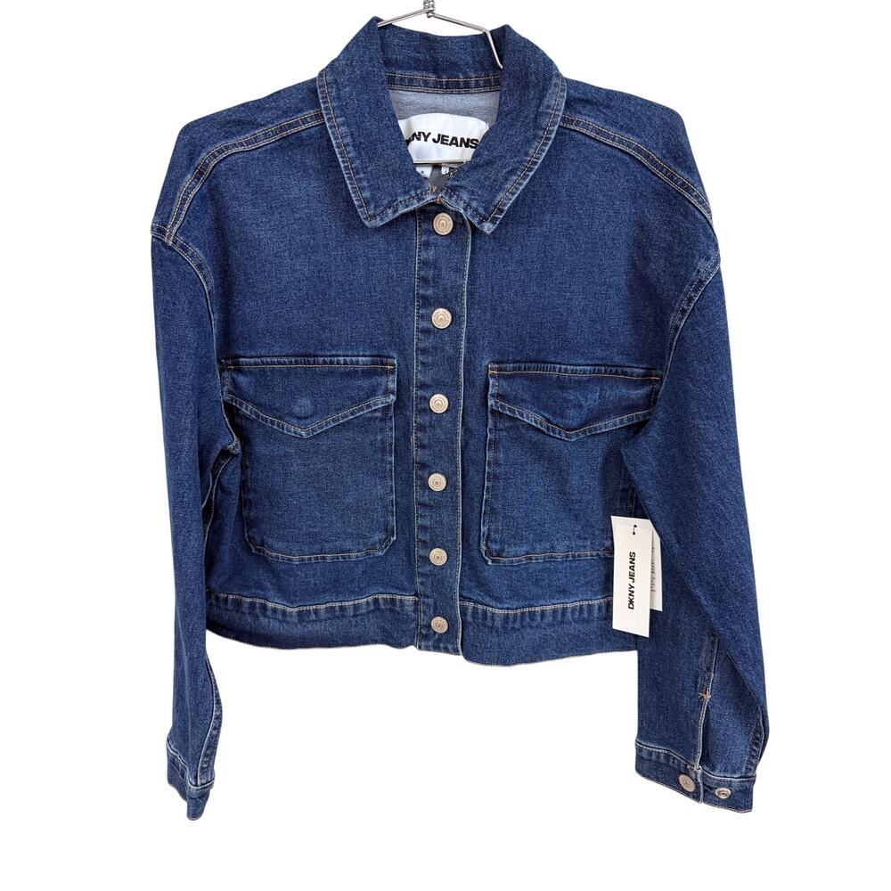 DKNY Jeans Dark Wash Cropped Denim Jacket Sz XS & M NWT